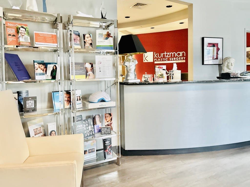 Reception desk with informational brochures